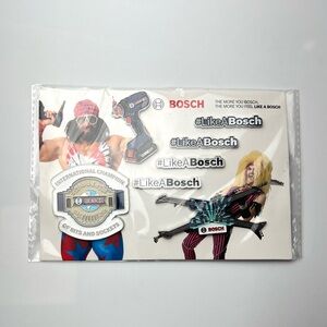 WWE Randy Savage Bosch Tools Wrestler 7 Enamel Pin Set Champion Belt Guitar